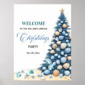 Christmas Seashells Tree Beach Party Welcome Poster (Vorne)