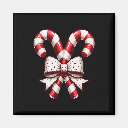 Christmas Season Cute Candy Cane Retro Coquette Bo Magnet (Vorne)