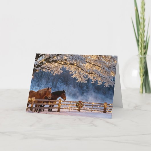 Christmas Seasons Greetings Country Horses Karte (Vorderseite)
