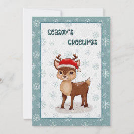 Christmas Seasons Greetings with a Little Deer Feiertagskarte
