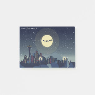 Christmas Seattle Skyline Post-it Klebezettel