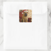 Christmas Shar-Pei Dog With Santa Hat Quadratischer Aufkleber (Tasche)