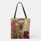 Christmas Shar-Pei Dog With Santa Hat Tasche (Rückseite)