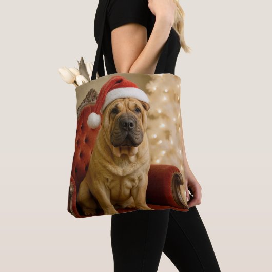 Christmas Shar-Pei Dog With Santa Hat Tasche (Von Nahem)