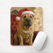 Christmas Shar-Pei Wearing Santa Hat Mousepad (Mit Mouse)