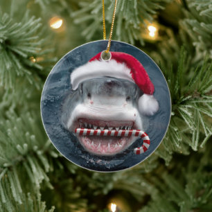 Christmas Shark Keramik Ornament