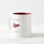 Christmas Shark Red Black Buffalo Karierter Urlaub Zweifarbige Tasse (Vorderseite Links)