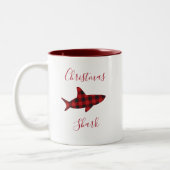 Christmas Shark Red Black Buffalo Karierter Urlaub Zweifarbige Tasse (Links)