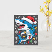Christmas Shark Santa Hat Wrapped Lights Holiday S Karte (Gelbe Blume)