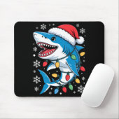 Christmas Shark Santa Hat Wrapped Lights Holiday S Mousepad (Mit Mouse)