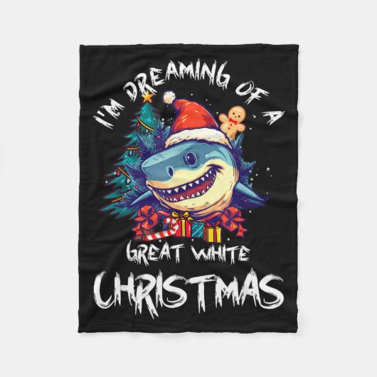 Christmas Shark Santa Hat Xmas Santa Jaws Funny Sh Fleecedecke (Vorderseite)