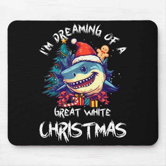Christmas Shark Santa Hat Xmas Santa Jaws Funny Sh Mousepad (Vorne)