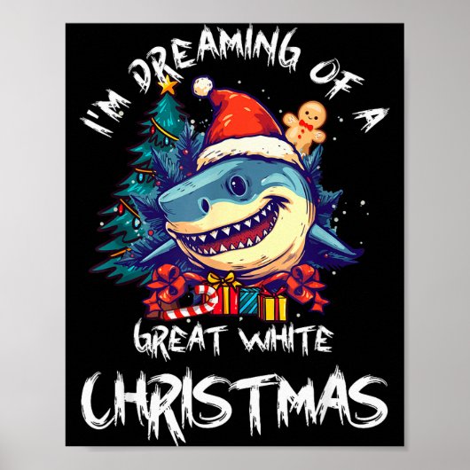 Christmas Shark Santa Hat Xmas Santa Jaws Funny Sh Poster (Vorne)