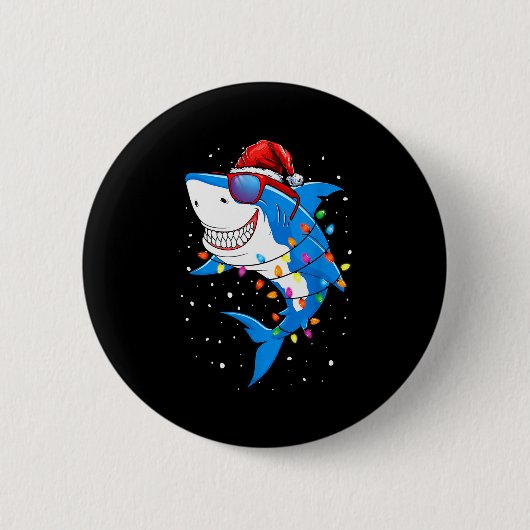 Christmas Shark Shirt Xmas Funny Santa Shark Button (Vorderseite)