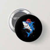 Christmas Shark Shirt Xmas Funny Santa Shark Button (Vorne & Hinten)