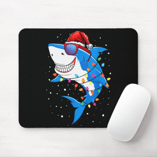 Christmas Shark Shirt Xmas Funny Santa Shark  Mousepad (Mit Mouse)