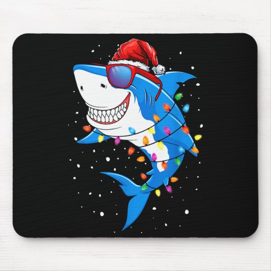 Christmas Shark Shirt Xmas Funny Santa Shark Mousepad (Vorne)