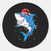 Christmas Shark Shirt Xmas Funny Santa Shark  Runder Aufkleber (Vorderseite)