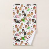 Christmas Sheltie Shetland Sheepdog Badetuch Set (Handtuch)