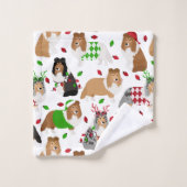 Christmas Sheltie Shetland Sheepdog Badetuch Set (Waschlappen)