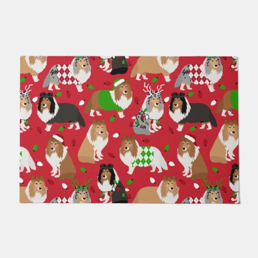 Christmas Sheltie Shetland Sheepdog Fußmatte (Vorderseite)