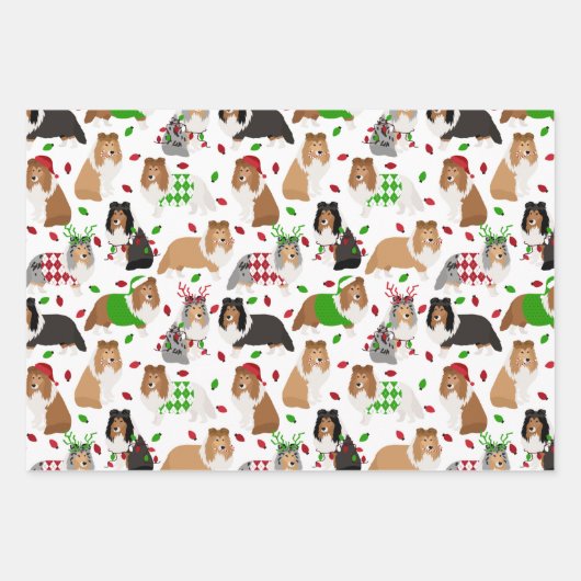 Christmas Sheltie Shetland Sheepdog Geschenkpapier Set (Vorderseite 2)