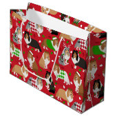 Christmas Sheltie Shetland Sheepdog Große Geschenktüte (Vorderseite Schrägansicht)