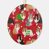 Christmas Sheltie Shetland Sheepdog Keramik Ornament (Links)