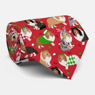 Christmas Sheltie Shetland Sheepdog Krawatte