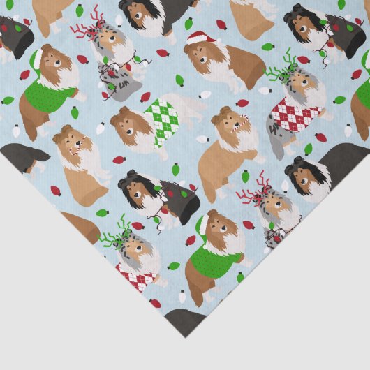 Christmas Sheltie Shetland Sheepdog Tissue Paper Seidenpapier (Ausschnitt)