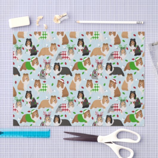 Christmas Sheltie Shetland Sheepdog Tissue Paper Seidenpapier (Handwerk)