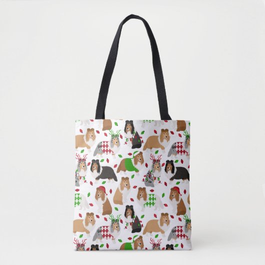 Christmas Sheltie Shetland Sheepdog Tote Bag Tasche (Vorderseite)