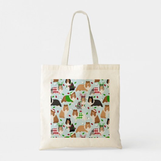 Christmas Sheltie Shetland Sheepdog Tote Bag Tragetasche (Rückseite)