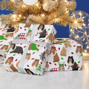Christmas Sheltie Shetland Sheepdog Wrapping Paper Geschenkpapier