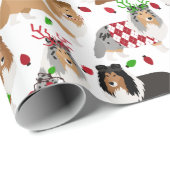 Christmas Sheltie Shetland Sheepdog Wrapping Paper Geschenkpapier (Rolleneckpunkt)