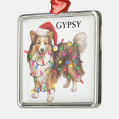 CHRISTMAS SHETLAND SHEEPDOG MIT LICHT ORNAMENT AUS METALL (Links)