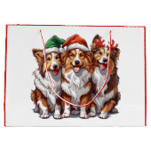 Christmas Shetland Sheepdogs Große Geschenktüte (Rückseite)