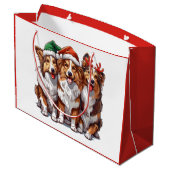 Christmas Shetland Sheepdogs Große Geschenktüte (Rückseite Schrägansicht)