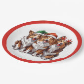 Christmas Shetland Sheepdogs Pappteller (Schrägansicht)