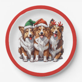 Christmas Shetland Sheepdogs Pappteller