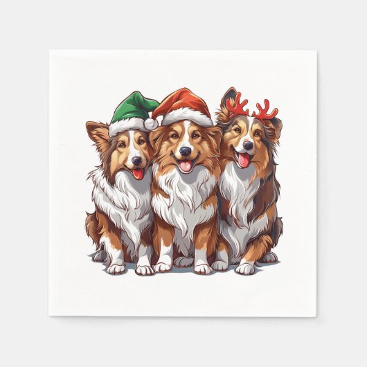 Christmas Shetland Sheepdogs Serviette (Vorderseite)