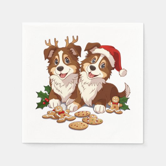 Christmas Shetland Sheepdogs Serviette (Vorderseite)