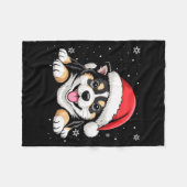 Christmas Shiba Inu Dog Wearing Santa Hat Pet Anim Fleecedecke (Vorderseite (Horizontal))