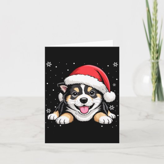 Christmas Shiba Inu Dog Wearing Santa Hat Pet Anim Karte (Vorderseite)