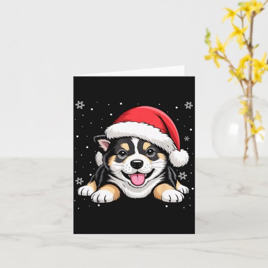 Christmas Shiba Inu Dog Wearing Santa Hat Pet Anim Karte (Gelbe Blume)