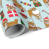 Christmas Shiba Inu Geschenkpapier (Rolleneckpunkt)