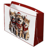Christmas Shiba Inu Santa Dogs Große Geschenktüte (Rückseite Schrägansicht)