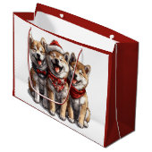 Christmas Shiba Inu Santa Dogs Große Geschenktüte (Vorderseite Schrägansicht)