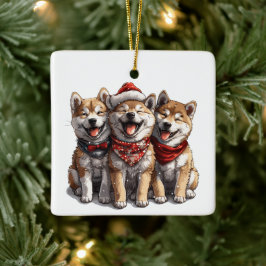 Christmas Shiba Inu Santa Dogs Keramikornament