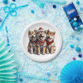 Christmas Shiba Inu Santa Dogs Pappteller (Party)